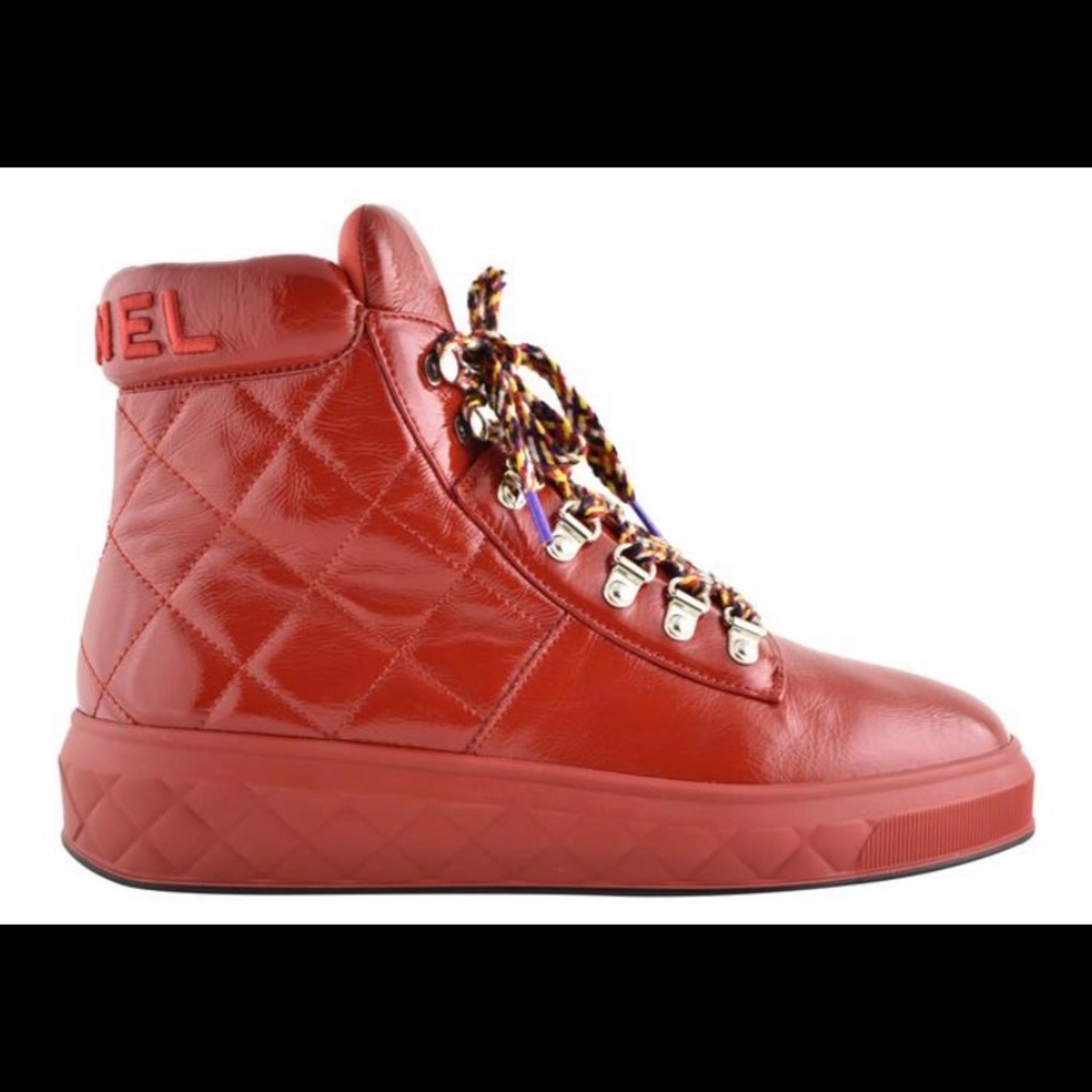 Chanel red boots